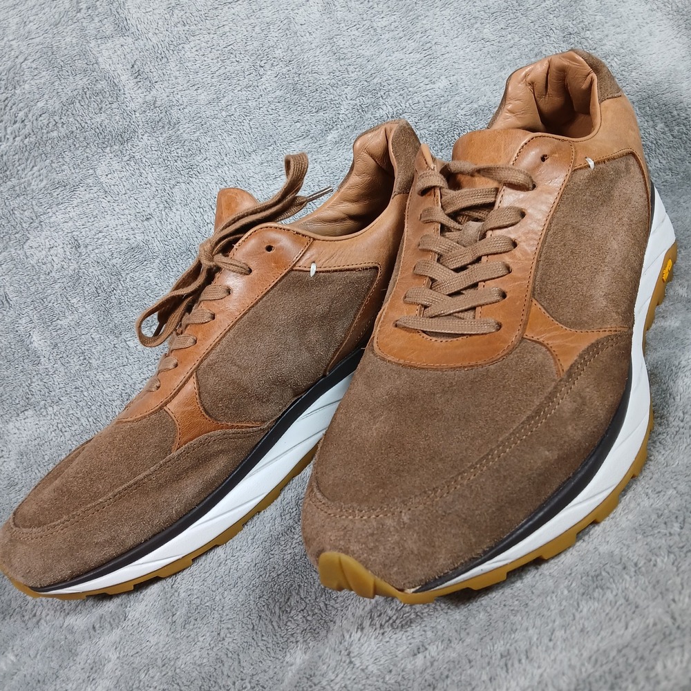 Luca Terra Sneakers Shoes Mens 12 Brown Solid Low Top Modern Leather Suede
